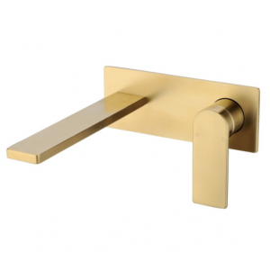 Ruki Brushed Gold Lead Free Wall Mixer With Spout